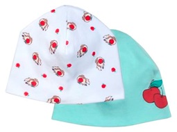 Комплект шапочек (2 шт.) для девочки из коллекции Ежата. Выполнены из трикотажного полотна высшего качества (интерлок) белого с
