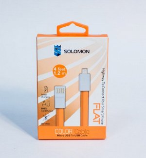 Кабель Solomon Micro Usb (1,2 м, плоский, оранжевый)
