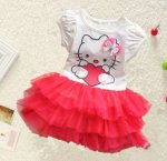 Платье для девочки с короткими рукавами kitty200169 цвет КРАСНЫЙ