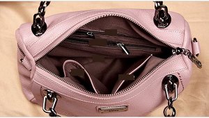 сумка женская объёмная с ручками на цепочке с ремешком через плечо с застёжкой молния+магнитная кнопка цвет РОЗОВЫЙ