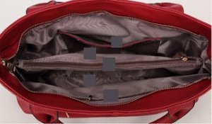сумка женская объёмная с ремешком через плечо с застёжкой молнией цвет КРАСНЫЙ
