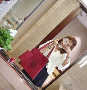 сумка женская прямоугольная с длинными ручками+кошелёк цвет КРАСНЫЙ