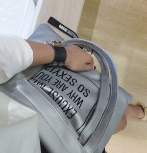 сумка женская прямоугольная с длинными ручками+кошелёк цвет СЕРЫЙ