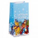 Пакет подарочный без ручек &quot;С новым счастьем!&quot;: Медвежонок Винни и его друзья,10 х19.5 х7 см 13605