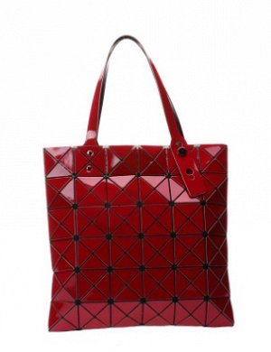 сумка женская лаковая геометрическая крупные детали с ручками через плечо с застёжкой молнией цвет КРАСНЫЙ