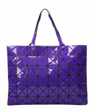 сумка женская лаковая геометрическая крупные детали с ручками через плечо с застёжкой молнией цвет ТЁМНО-ФИОЛЕТОВЫЙ