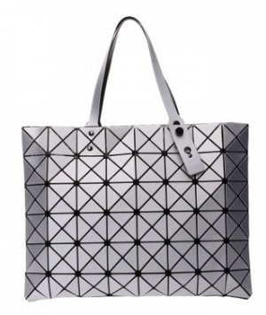 сумка женская прямоугольная матовая геометрическая с ручками через плечо с застёжкой молнией цвет СЕРЕБРО