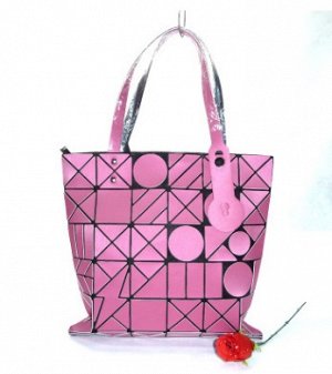 сумка женская прямоугольная матовая геометрические фигуры с ручками через плечо с застёжкой молнией цвет ФИОЛЕТОВЫЙ