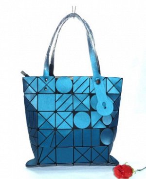 сумка женская прямоугольная матовая геометрические фигуры с ручками через плечо с застёжкой молнией цвет СИНИЙ