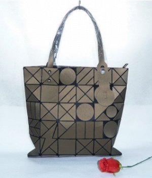 сумка женская прямоугольная матовая геометрические фигуры с ручками через плечо с застёжкой молнией цвет КОРИЧНЕВЫЙ