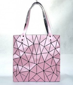 сумка женская прямоугольная матовая геометрические фигуры с ручками через плечо с застёжкой молнией цвет РОЗОВЫЙ