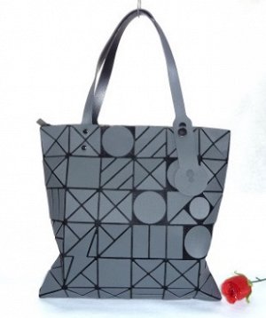 сумка женская прямоугольная матовая геометрические фигуры с ручками через плечо с застёжкой молнией цвет ТЁМНО-СЕРЫЙ