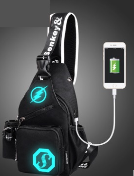 Рюкзак Рюкзак спортивный светящийся водонепроницаемый ударопрочный МОЛНИЯ+USB с застёжкой молнией цвет ЧЁРНЫЙ, материал верха полиэстер. Размер(длина см*ширина см*высота см): 18см*9см*33см