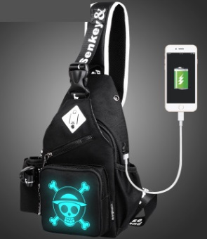 Рюкзак Рюкзак спортивный светящийся водонепроницаемый ударопрочный ПИРАТЫ+USB с застёжкой молнией цвет ЧЁРНЫЙ, материал верха полиэстер. Размер(длина см*ширина см*высота см): 18см*9см*33см