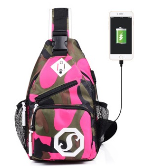 Рюкзак Рюкзак спортивный светящийся водонепроницаемый ударопрочный +USB с застёжкой молнией цвет РОЗОВЫЙ КАМУФЛЯЖ, материал верха полиэстер. Размер(длина см*ширина см*высота см): 18см*9см*33см