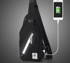 Рюкзак Рюкзак спортивный водонепроницаемый с застёжкой молнией+USB цвет ЧЁРНЫЙ ГОЛОВОЛОМКА, материал верха полиэстер. Размер(длина см*ширина см*высота см): 16см*5см*33см