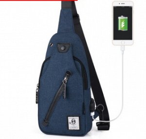 Рюкзак Рюкзак спортивный водонепроницаемый с застёжкой молнией+USB цвет САПФИР, материал верха полиэстер. Размер(длина см*ширина см*высота см): 16см*5см*33см