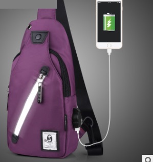 Рюкзак Рюкзак спортивный водонепроницаемый с застёжкой молнией+USB цвет ФИОЛЕТОВЫЙ, материал верха полиэстер. Размер(длина см*ширина см*высота см): 16см*5см*33см