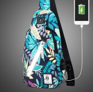 Рюкзак Рюкзак спортивный водонепроницаемый с застёжкой молнией+USB цвет СИНИЕ ЦВЕТЫ, материал верха полиэстер. Размер(длина см*ширина см*высота см): 16см*5см*33см