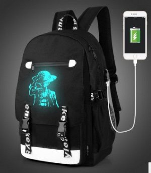 Рюкзак Рюкзак светящийся водонепроницаемый с застёжкой молнией ПИРАТЫ+USB+пенал цвет ЧЁРНЫЙ, материал верха оксфордская ткань. Размер(длина см*ширина см*высота см): 30см*14см*46см