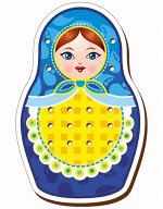 Шнуровка цветная, «Матрешка синяя»