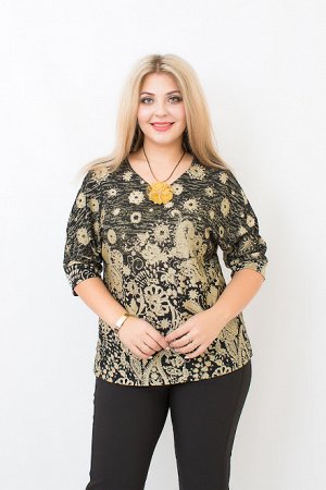 Блуза Эра Цветок черно-золотистый