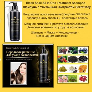 Secret Key Лечебный шампунь с экстрактом черной улитки Black Snail All in One Treatment Shampoo