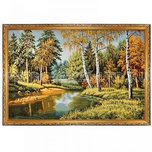 Картина гобелен 108х70см "В краю березового ситца", деревянн