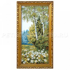 Картина гобелен 35х18см "Цветы на опушке", евро, деревянная