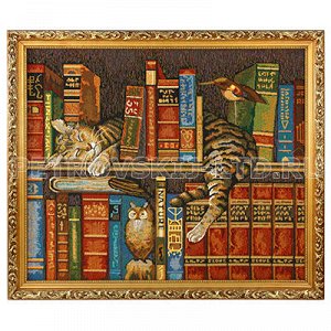 Картина гобелен 54х60см "Библиотекарь", деревянная рама 4см