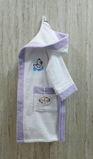 Детский банный халат Утенок Цвет: Белый, Светло-Сиреневый. Производитель: Volenka