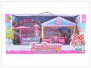 Хт7701 1230-4--Игрушка Магазин-Мороженница Icr Cream с куклой (свет,музыка), кор.
