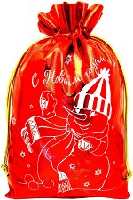 ПОДАРОЧНЫЙ МЕШОК ИЗ ПАРЧИ &quot;СНЕГОВИК&quot; красный