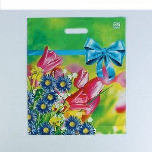 Ес2680 1534353--Пакет "Летние цветы" полиэтиленовый ,с вырубной ручкой, 38*45 см.