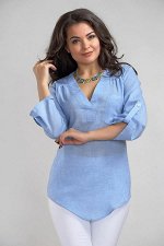 Блуза 517. Голубой. Хлопок