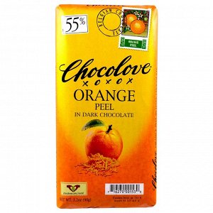 Шоколад Chocolove, Апельсиновая кожура в черном шоколаде, 3.2 унции (90 г.). Сублимированная апельсиновая цедра в бельгийском темном шоколаде.  55% какао.  Нежный полусладкий темный шоколад.  Хрустящи