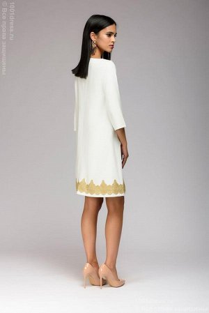 Платье белое с отделкой кружевом и рукавами 3/4 DM00854GL