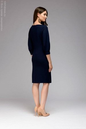 Платье темно-синее длины мини с пышными рукавами DM00436DB