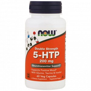 5-htp Now Foods, 5-HTP, 200 мг, 60 капсул. С глицином, таурином и инозитолом. 5-HTP, промежуточный метаболит между аминокислотой L-триптофан и серотонином, извлекают из бобов африканского растения (Gr