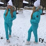 Болоневый костюм с логотипом на плече бирюзовый