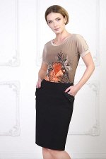 Юбка с атласными карманами.Цвет:черный