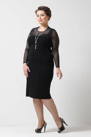 Мульти Элегантное платье, декорированное нежной мерцающей сеткой. Выполнено в черном и темно синем цвете. Эта модель прекрасно подойдет для торжественного случая и поможет создать шикарный образ для ж
