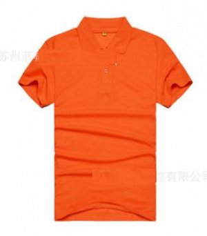 Рубашка-поло мужская однотонная оранжевая с короткими рукавами