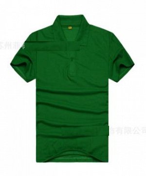 Рубашка-поло мужская однотонная темно-зеленая с короткими рукавами