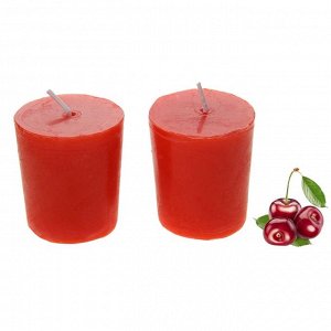 Свечи восковые (набор 2 шт) "Столбик", аромат вишня