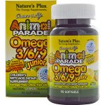 Nature&#039;s Plus, Источник жизни, Парад животных, Омега 3/6/9 для детей, Натуральный лимонный вкус, 90 желатиновых капсул