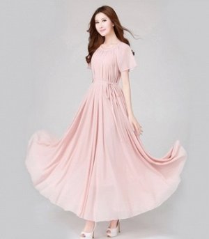 Платье приталенное с короткими рукавами цвет: РОЗОВЫЙ