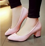 туфли женские лаковые на средних каблуках(5.5см) цвет КРАСНЫЙ