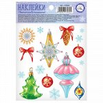 Наклейка декоративная светящаяся в темноте &quot;Новогодние игрушки&quot;, 14,8  х 10,5 см   2313562