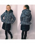 Пальто из плащёвки зимнее для девочки чёрное модель 68014889